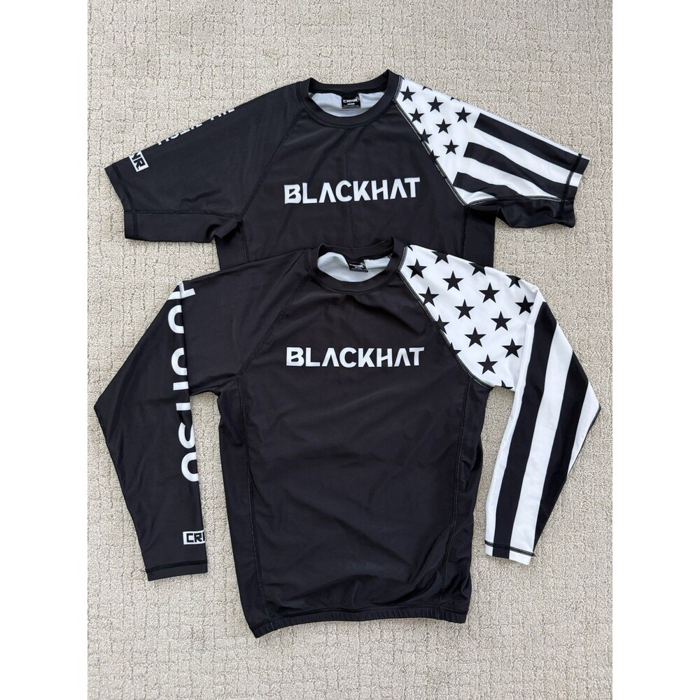 Combat Corner BlackHat Jiu Jitsu Rash Guard Lot 2 Mens L BJJ MMA Grappling